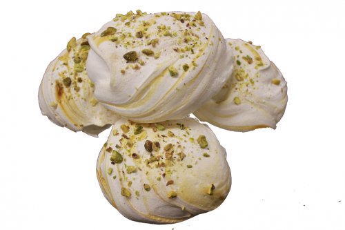 Homemade Caramel and Pistachio Meringues